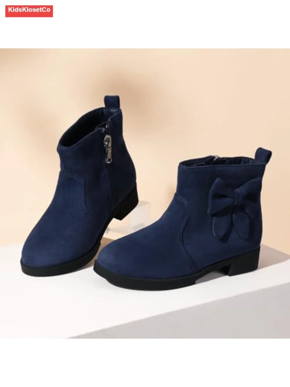 Girls Bowknot Ankle Boots Suede Side Zipper Dress Booties